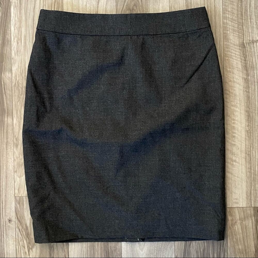NWT JCrew Factory‎ 46377 Heather Carbon Wool Flannel Pencil Skirt Gray Sz 4